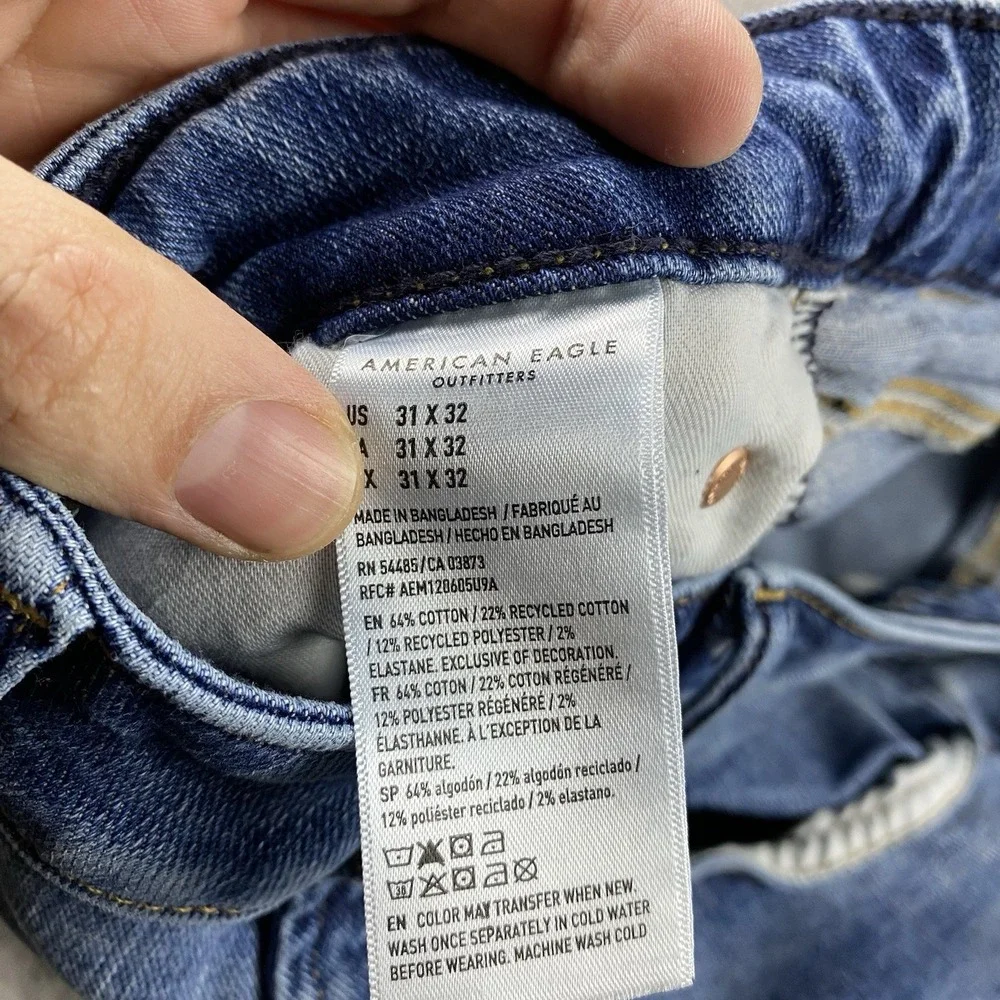American Eagle AirFlex+ Athletic Straight Jeans Mens 31x30 Blue Medium Wash